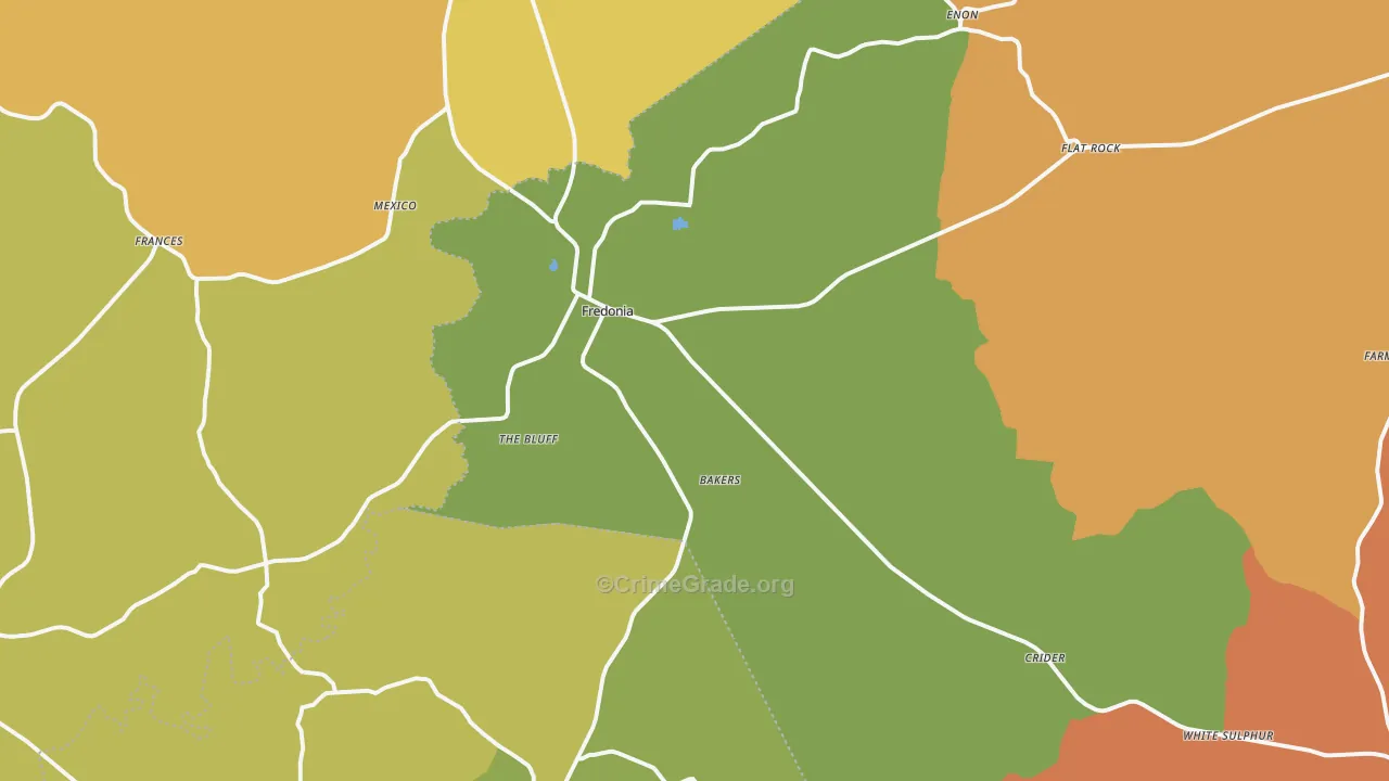 Fredonia, KY Map of Burglary Rates