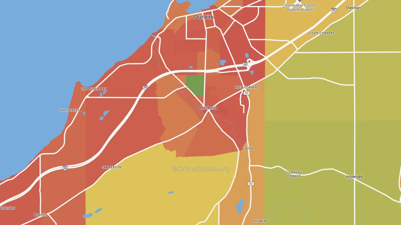 Fredonia, NY Map of Burglary Rates
