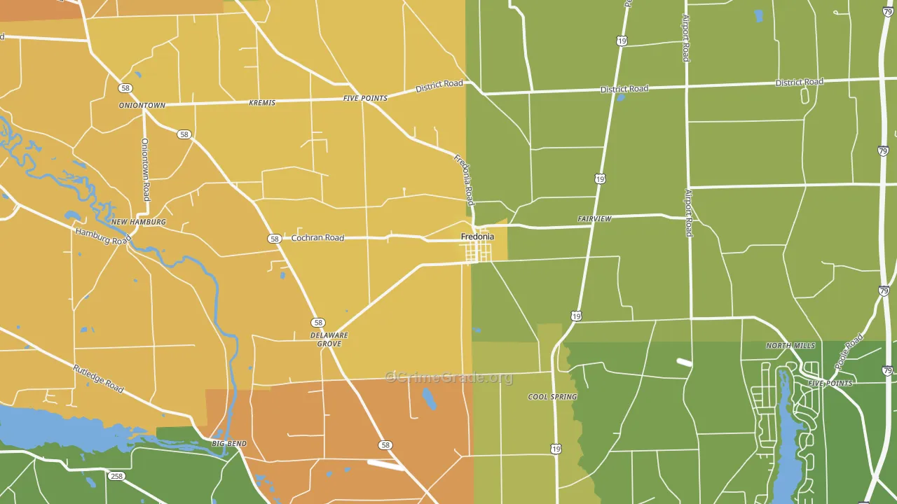Fredonia, PA Map of Burglary Rates