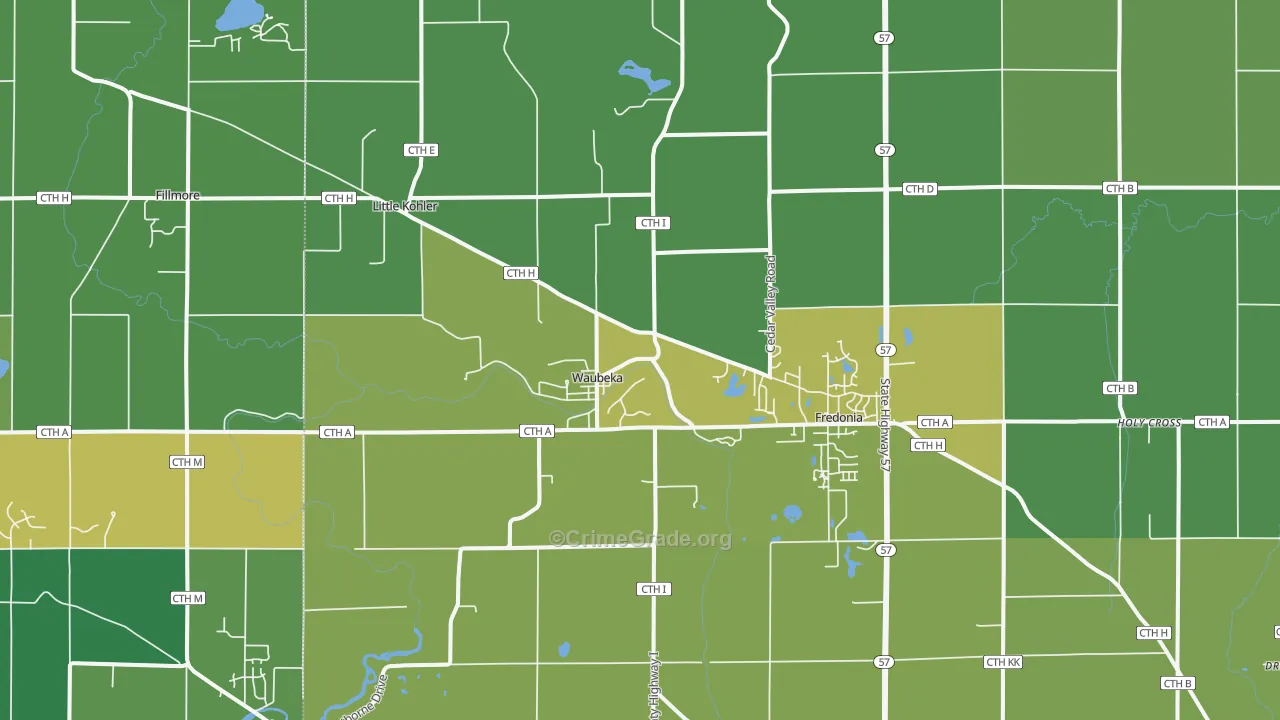 Fredonia, WI Map of Burglary Rates