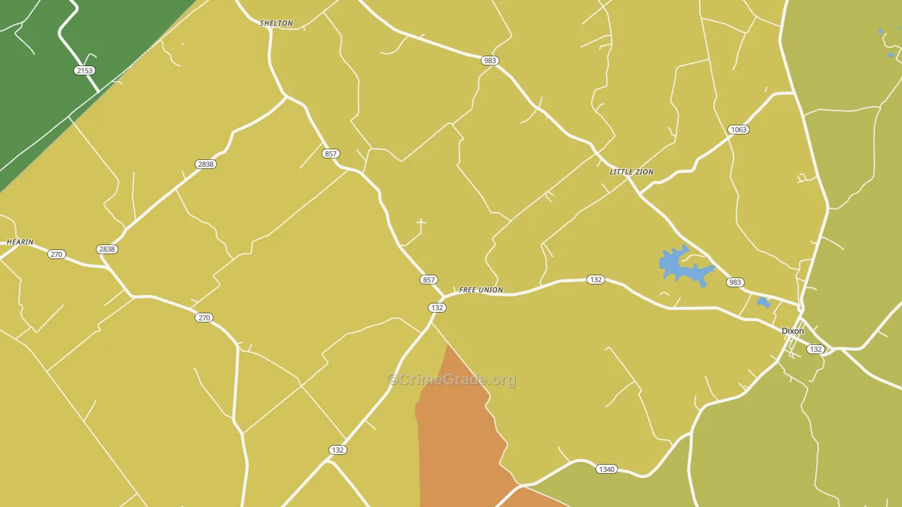Free Union, KY Map of Burglary Rates
