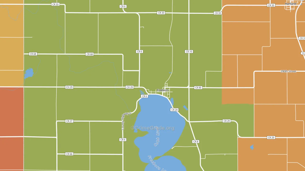 Freeborn, MN Map of Burglary Rates