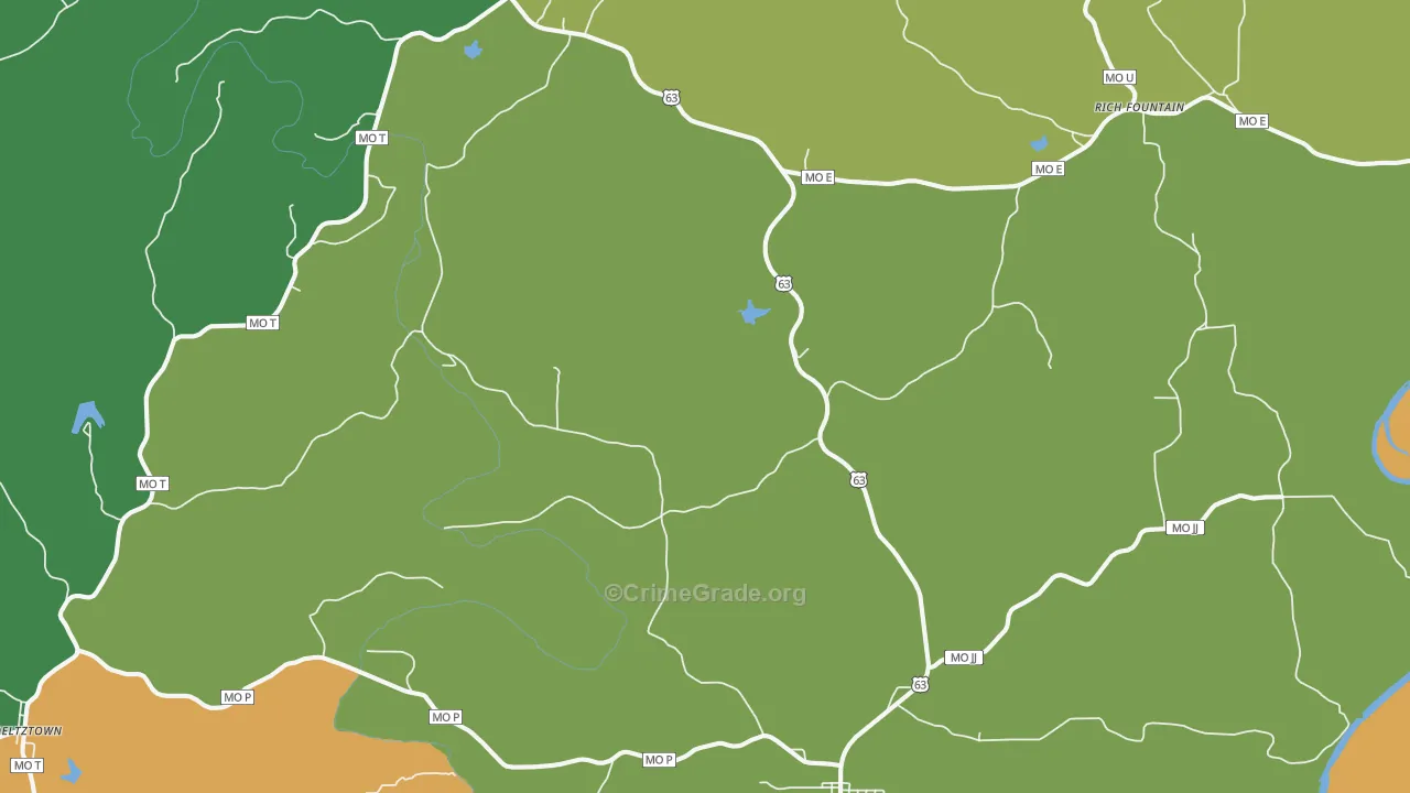Freeburg, MO Map of Burglary Rates