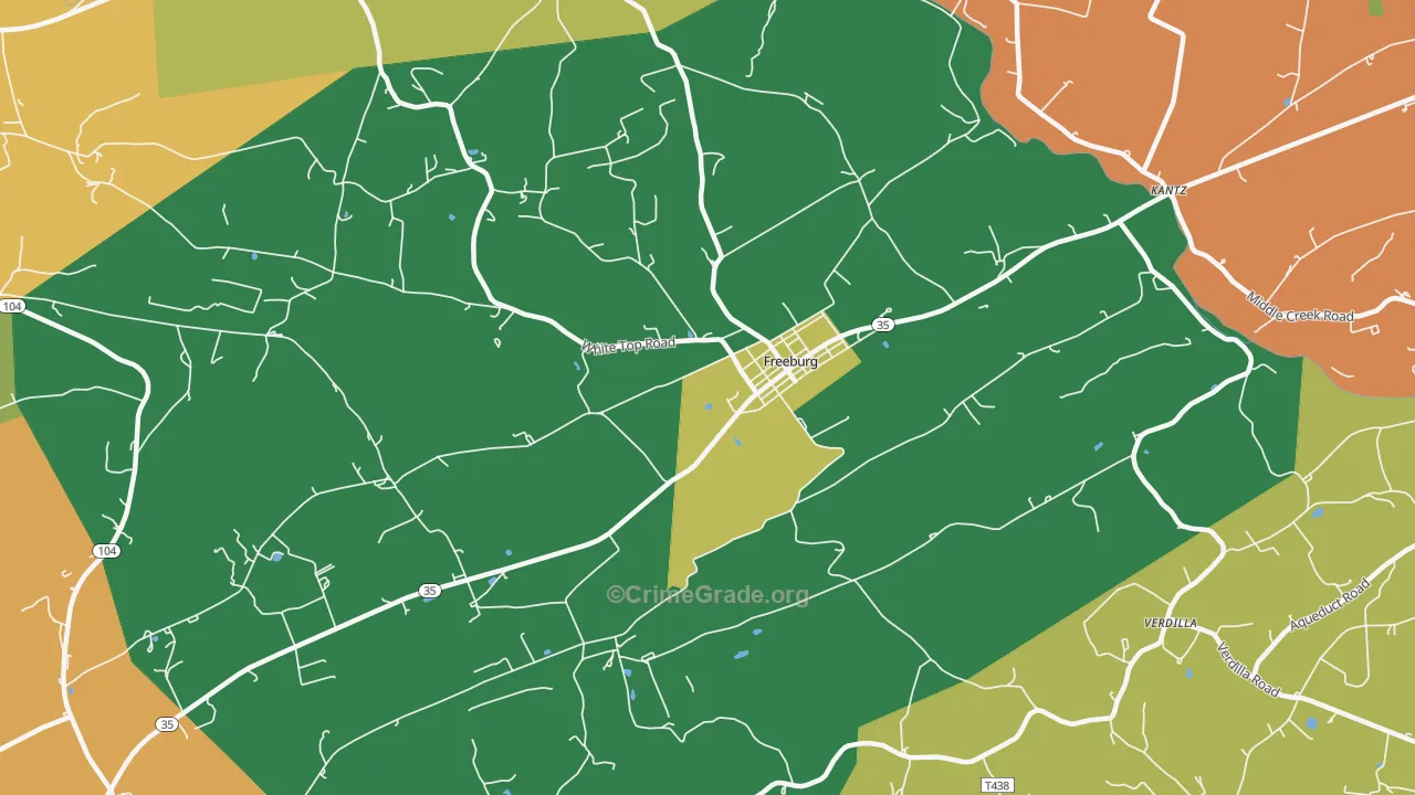 Freeburg, PA Map of Burglary Rates