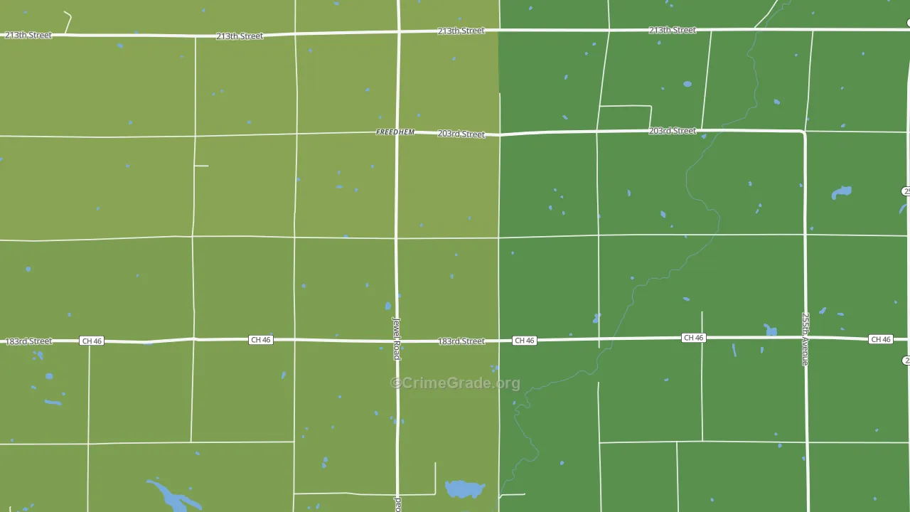 Freedhem, MN Map of Burglary Rates