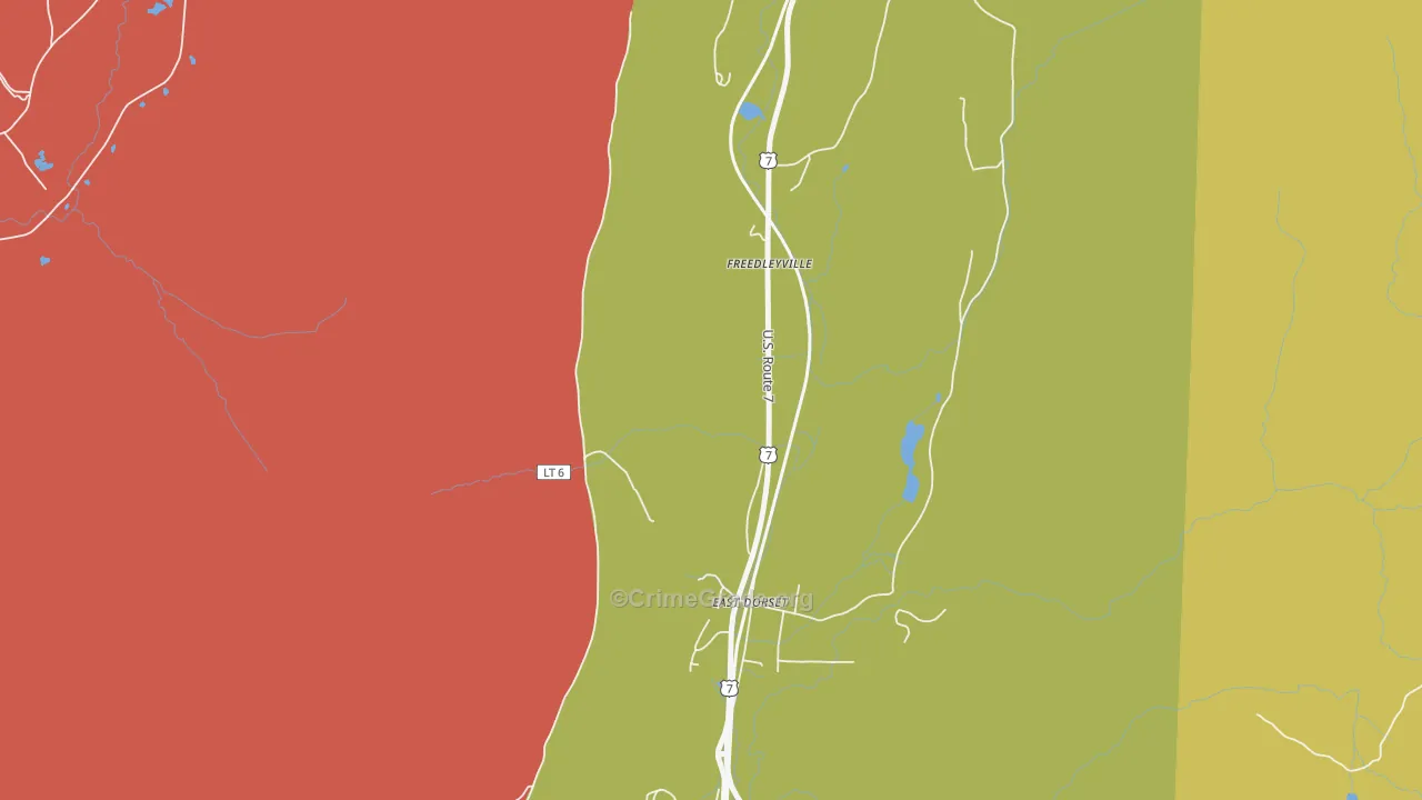 Freedleyville, VT Map of Burglary Rates