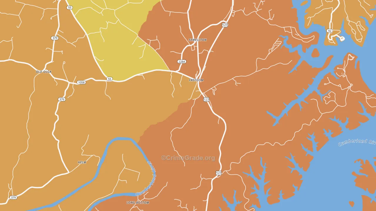 Freedom, KY Map of Burglary Rates
