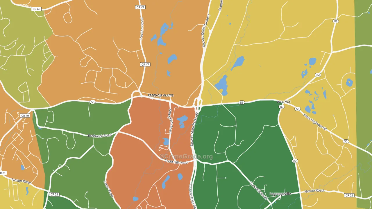 Freedom Plains, NY Map of Burglary Rates