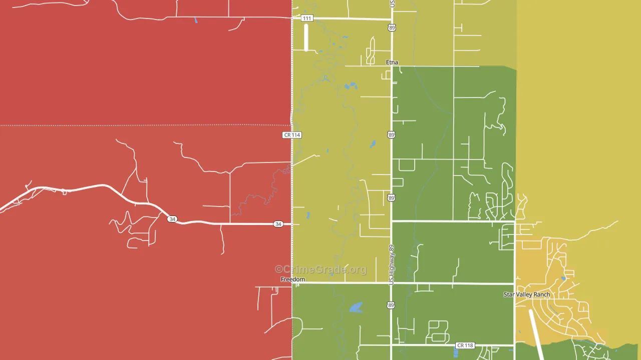 Freedom, WY Map of Burglary Rates