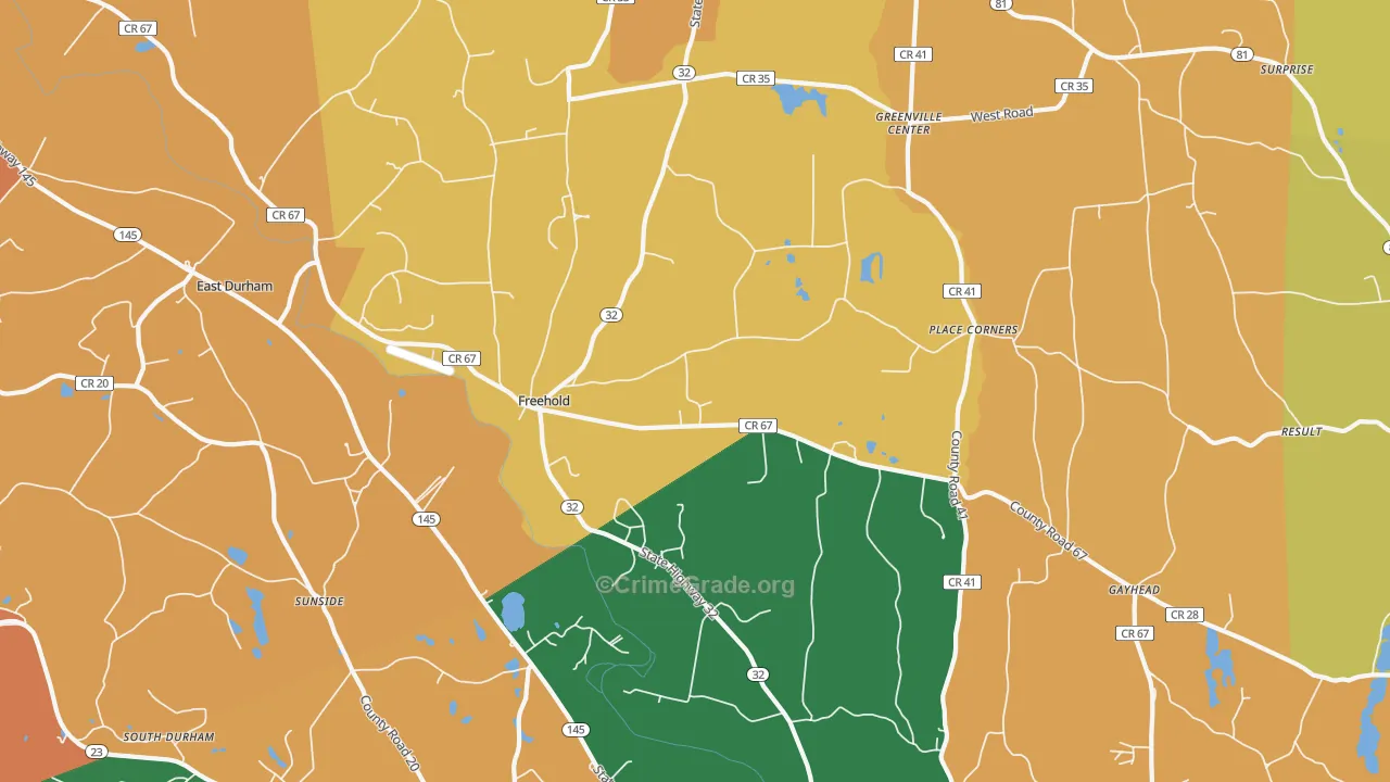 Freehold, NY Map of Burglary Rates