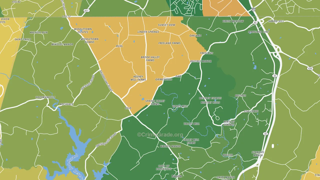 Freeland, MD Map of Burglary Rates