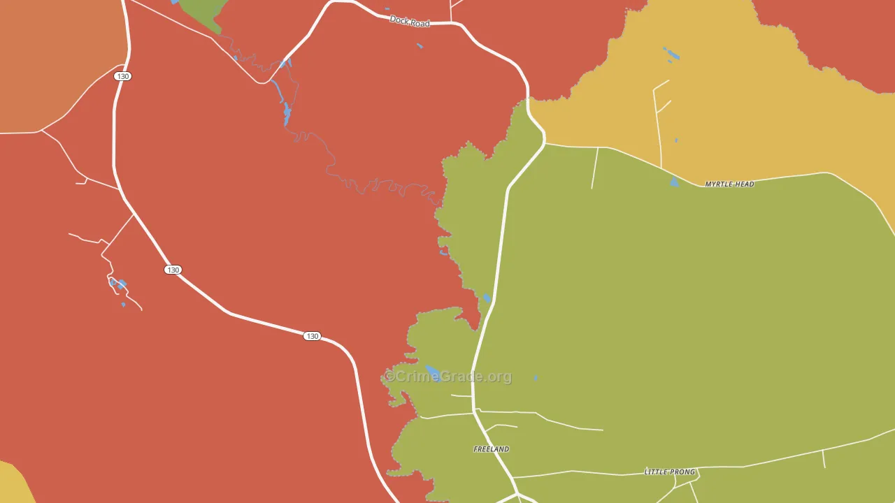 Freeland, NC Map of Burglary Rates