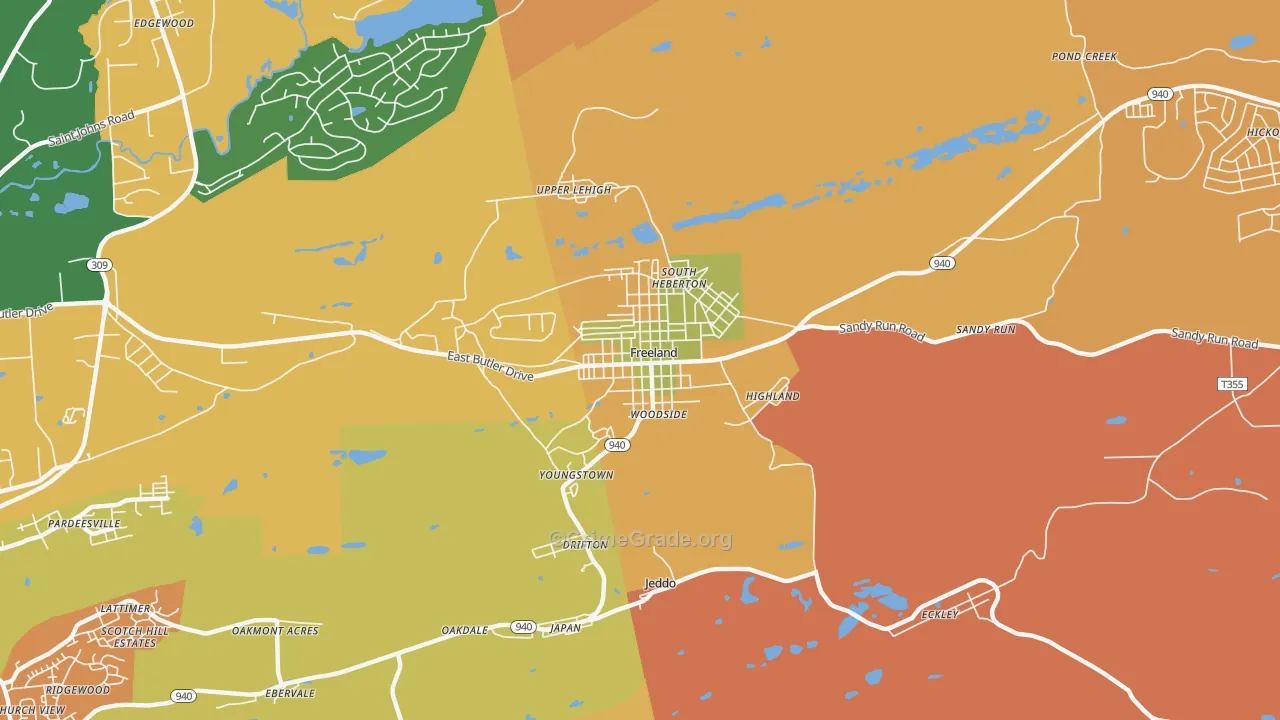 Freeland, PA Map of Burglary Rates