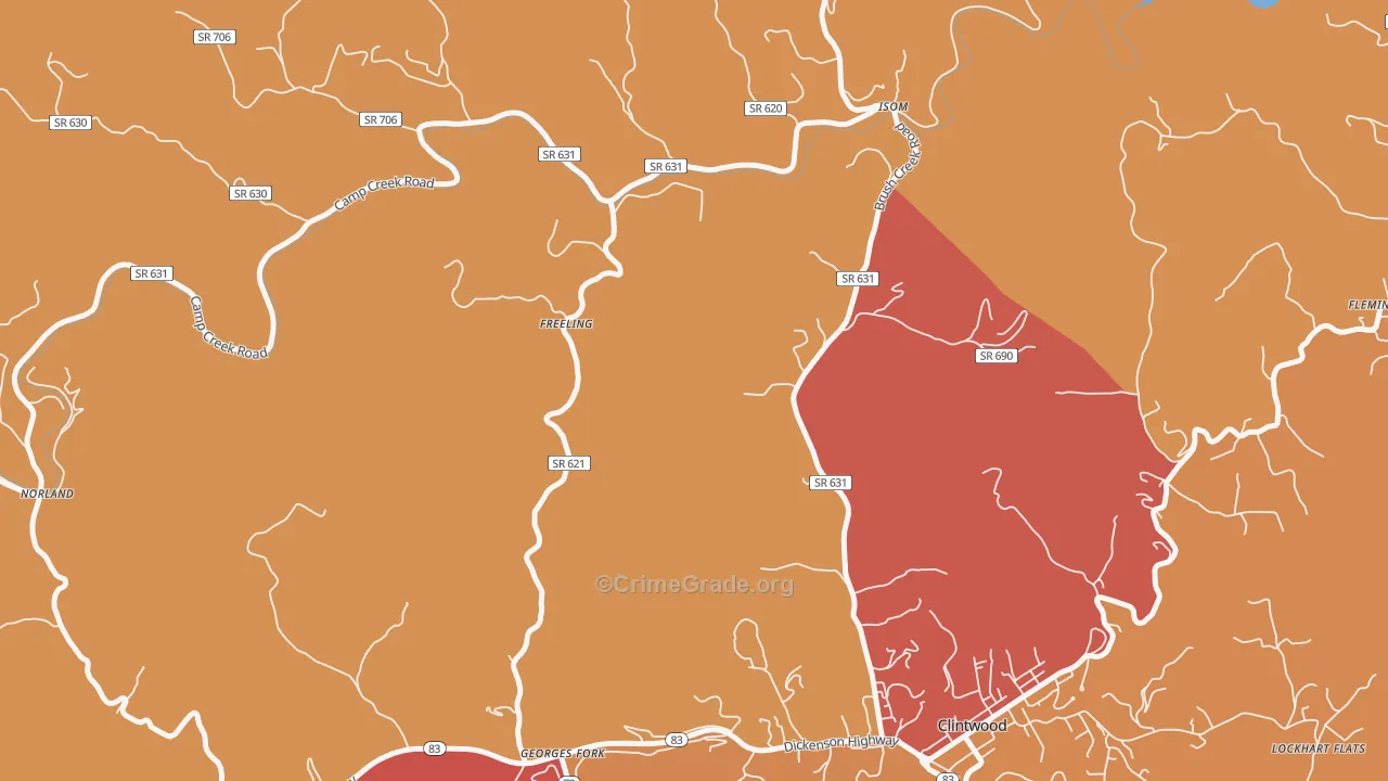 Freeling, VA Map of Burglary Rates