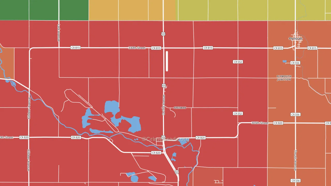 Freeman, IA Map of Burglary Rates