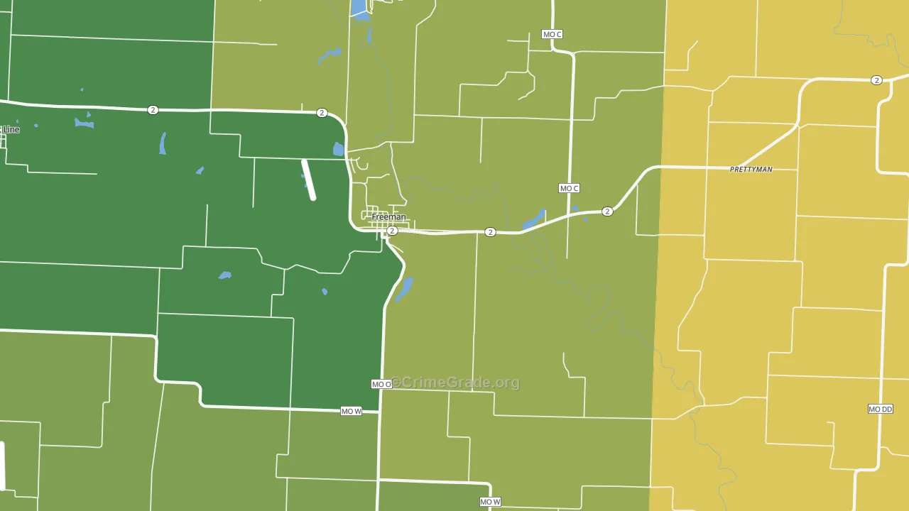 Freeman, MO Map of Burglary Rates