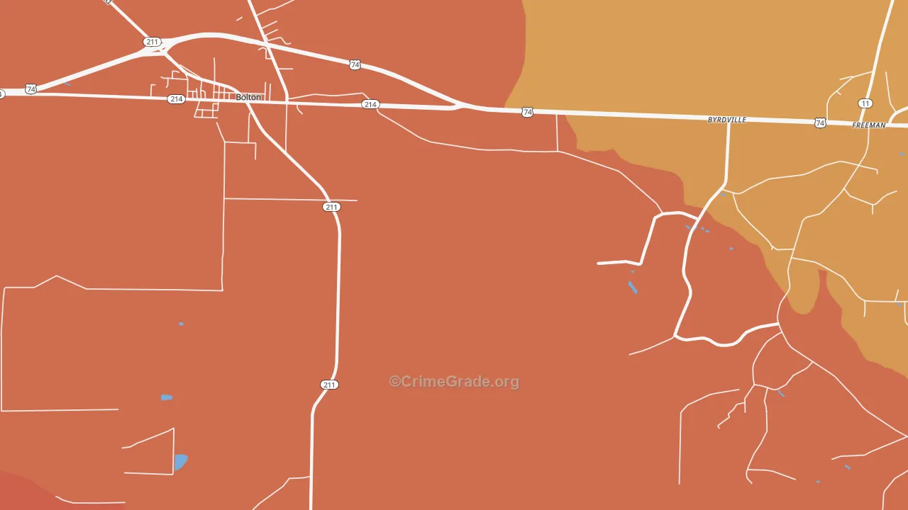 Freeman, NC Map of Burglary Rates