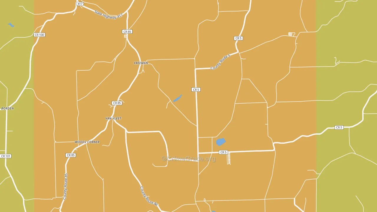 Freeman, NY Map of Burglary Rates