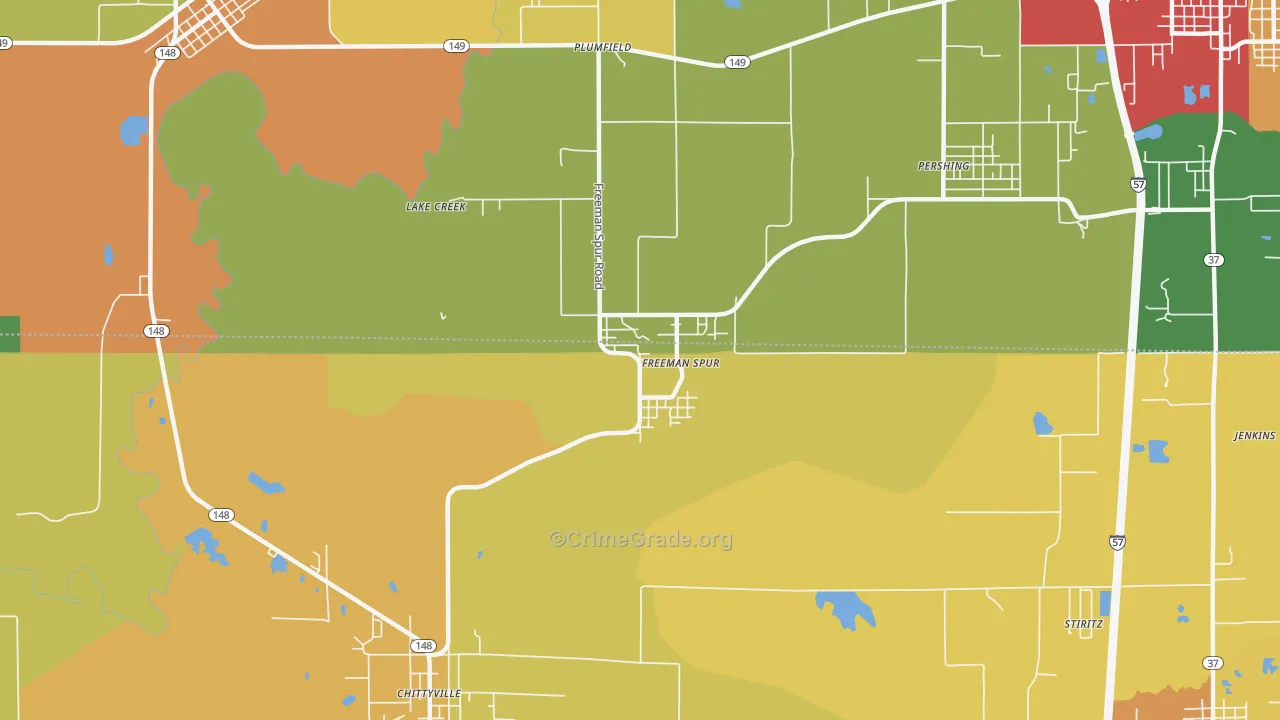 Freeman Spur, IL Map of Burglary Rates