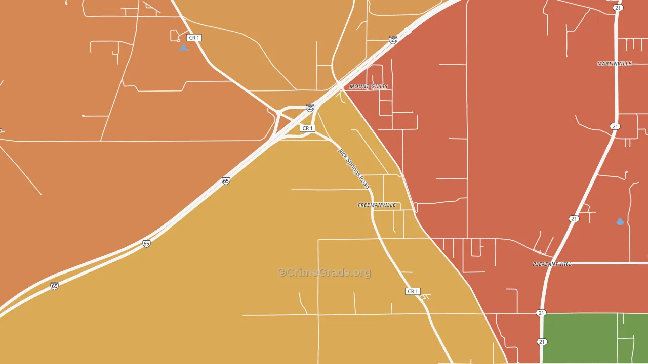 Freemanville, AL Map of Burglary Rates