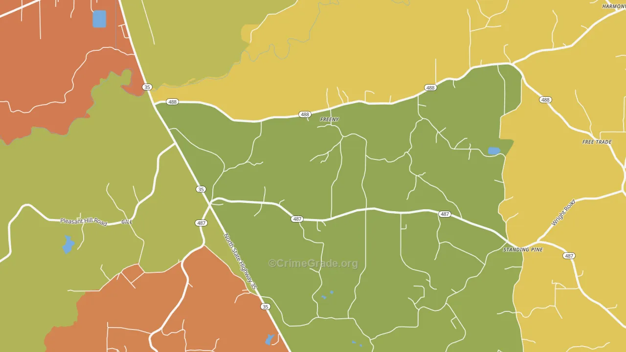 Freeny, MS Map of Burglary Rates
