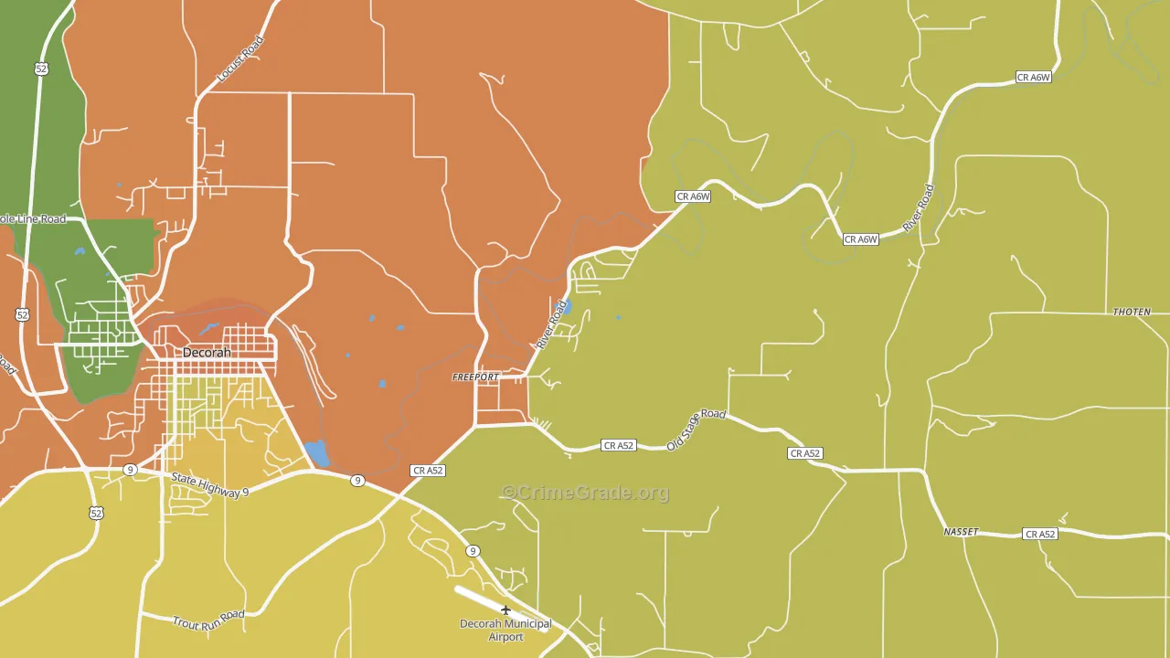 Freeport, IA Map of Burglary Rates