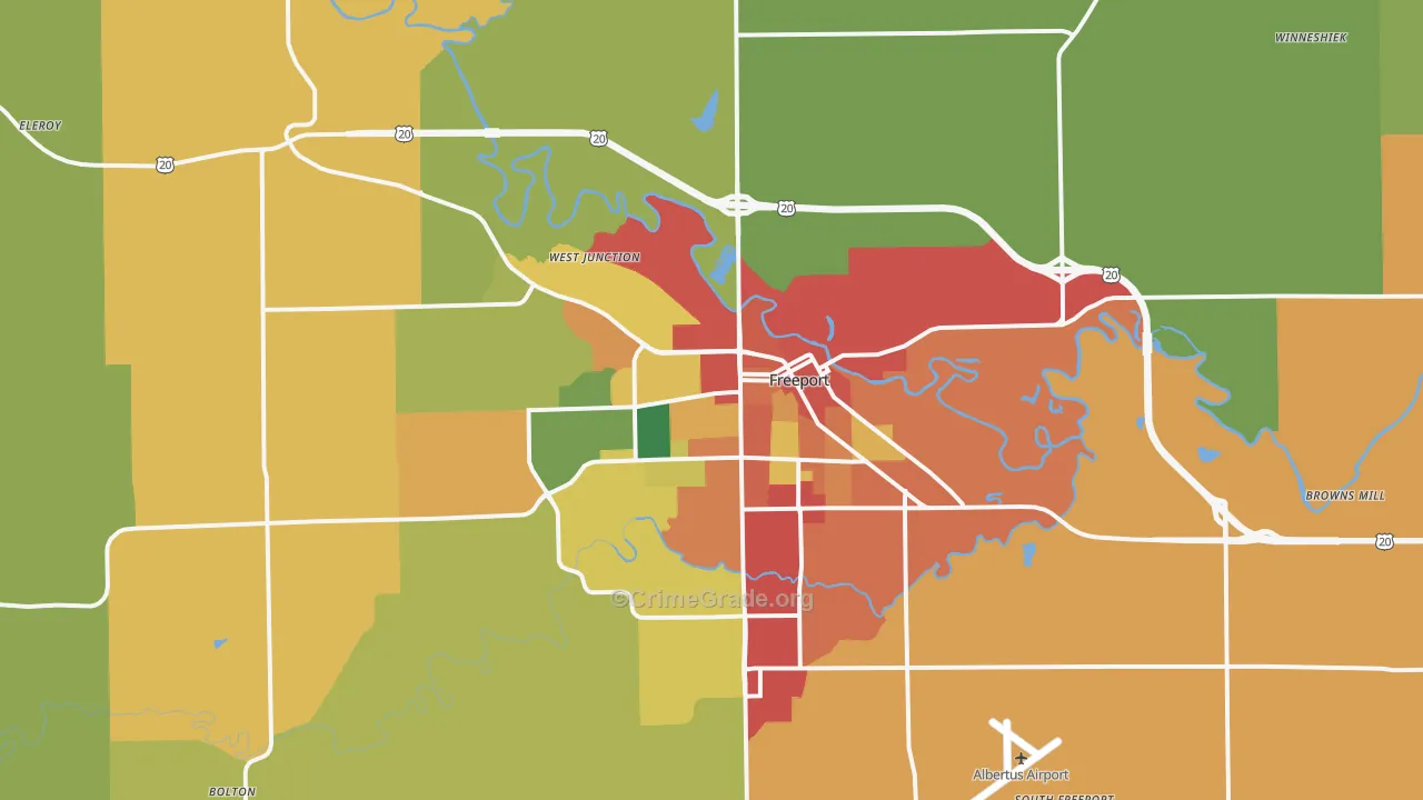 Freeport, IL Map of Burglary Rates