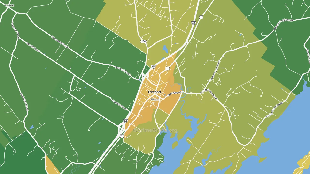 Freeport, ME Map of Burglary Rates