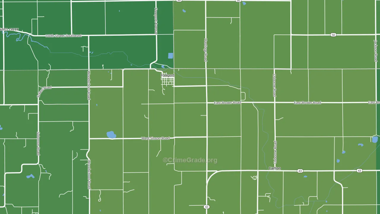 Freeport, MI Map of Burglary Rates