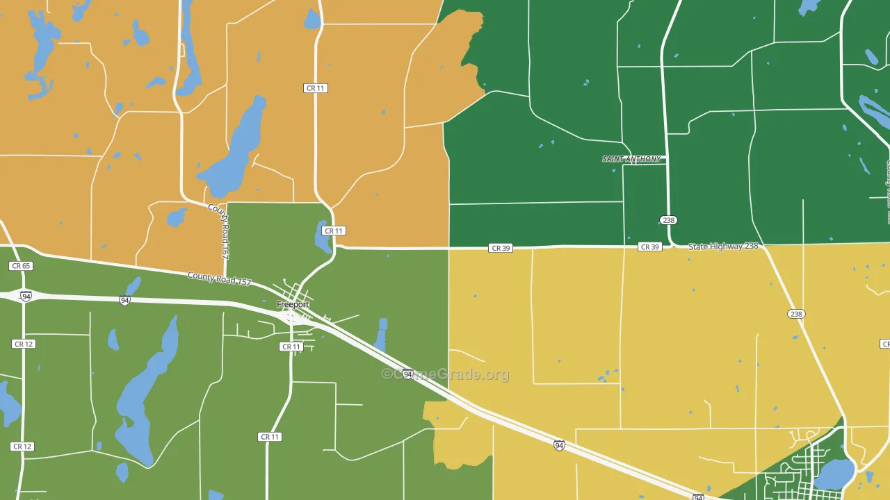 Freeport, MN Map of Burglary Rates