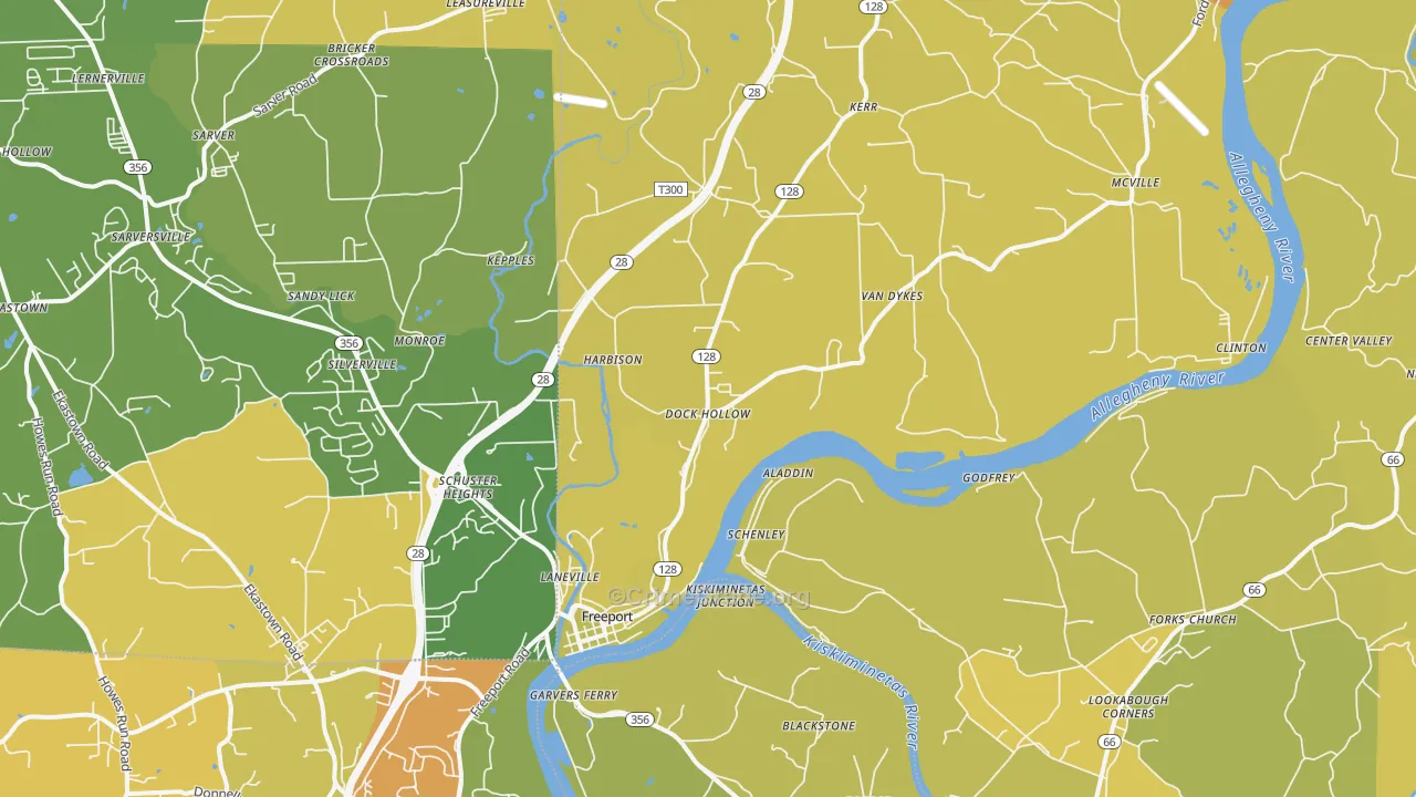 Freeport, PA Map of Burglary Rates