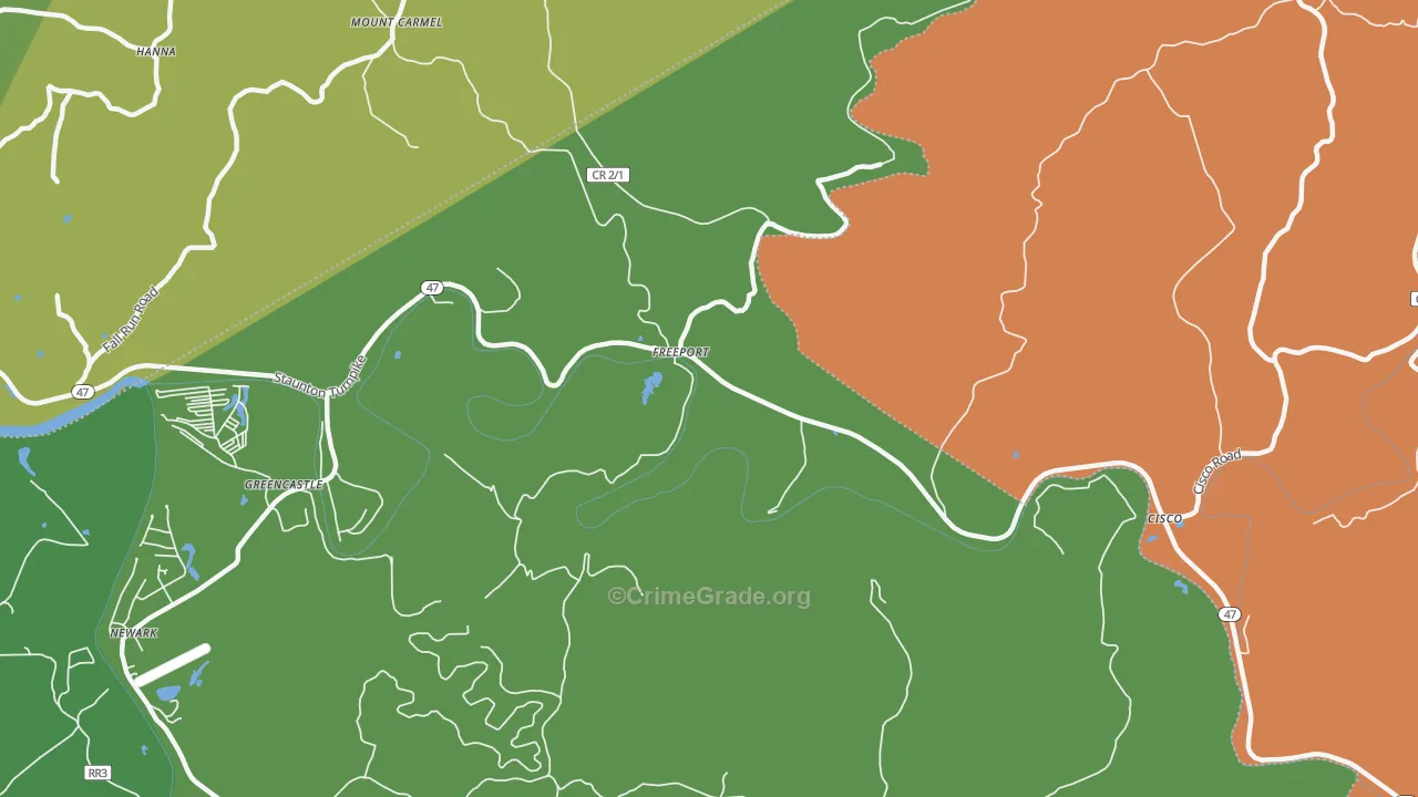 Freeport, WV Map of Burglary Rates