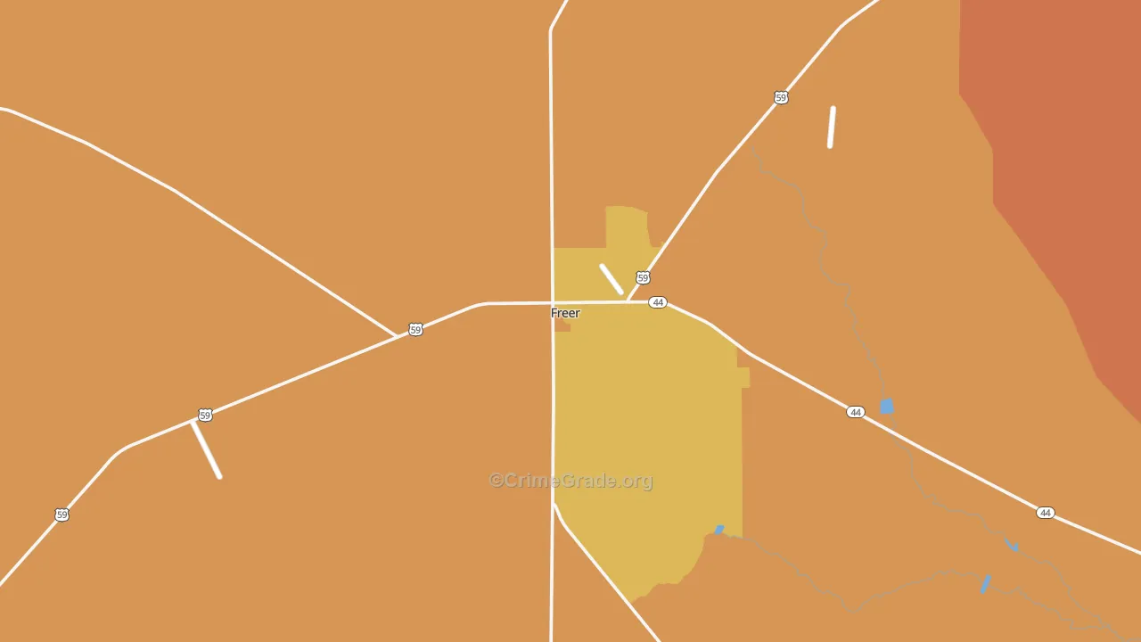 Freer, TX Map of Burglary Rates