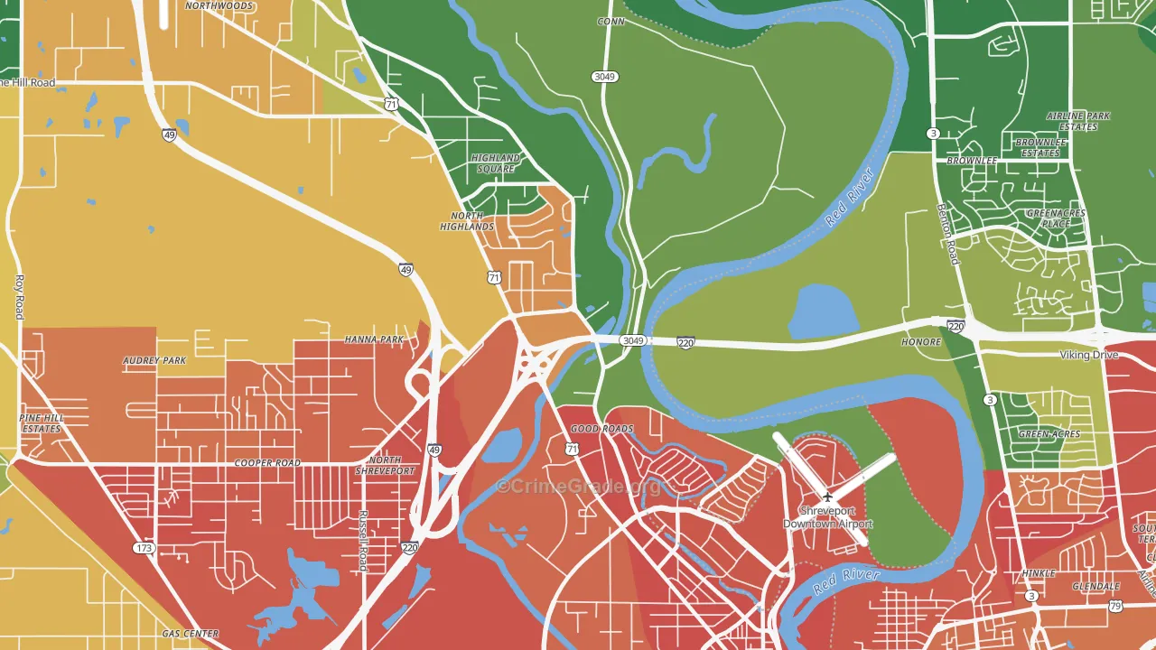 Freestate-North Highlands, Shreveport, LA Map of Burglary Rates