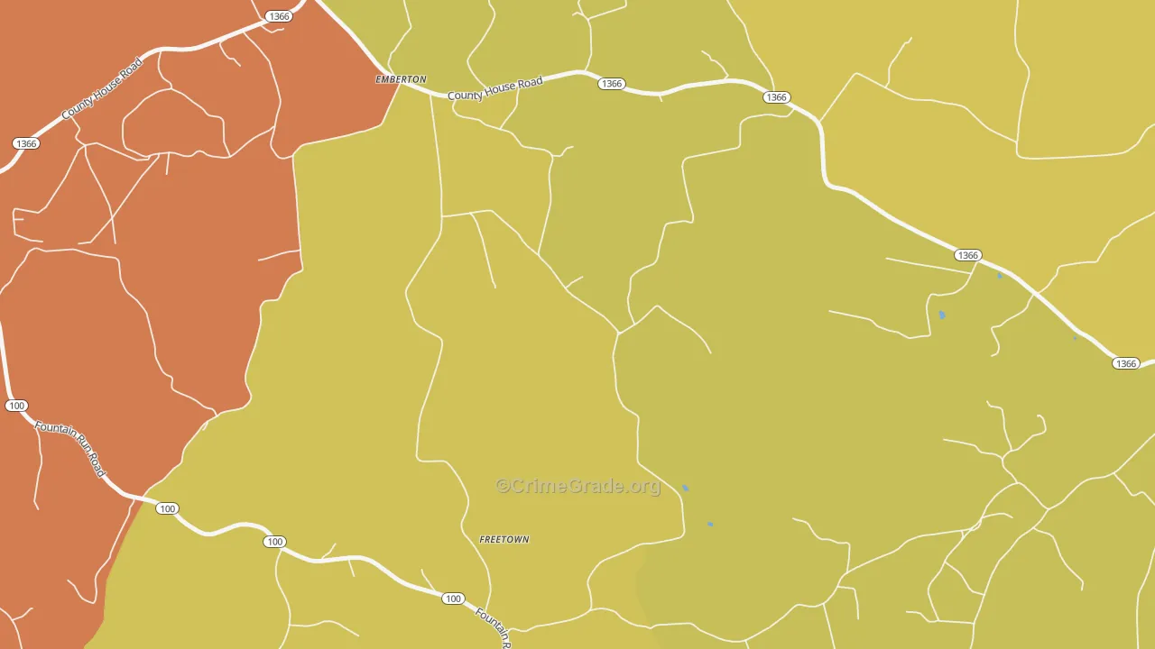 Freetown, KY Map of Burglary Rates