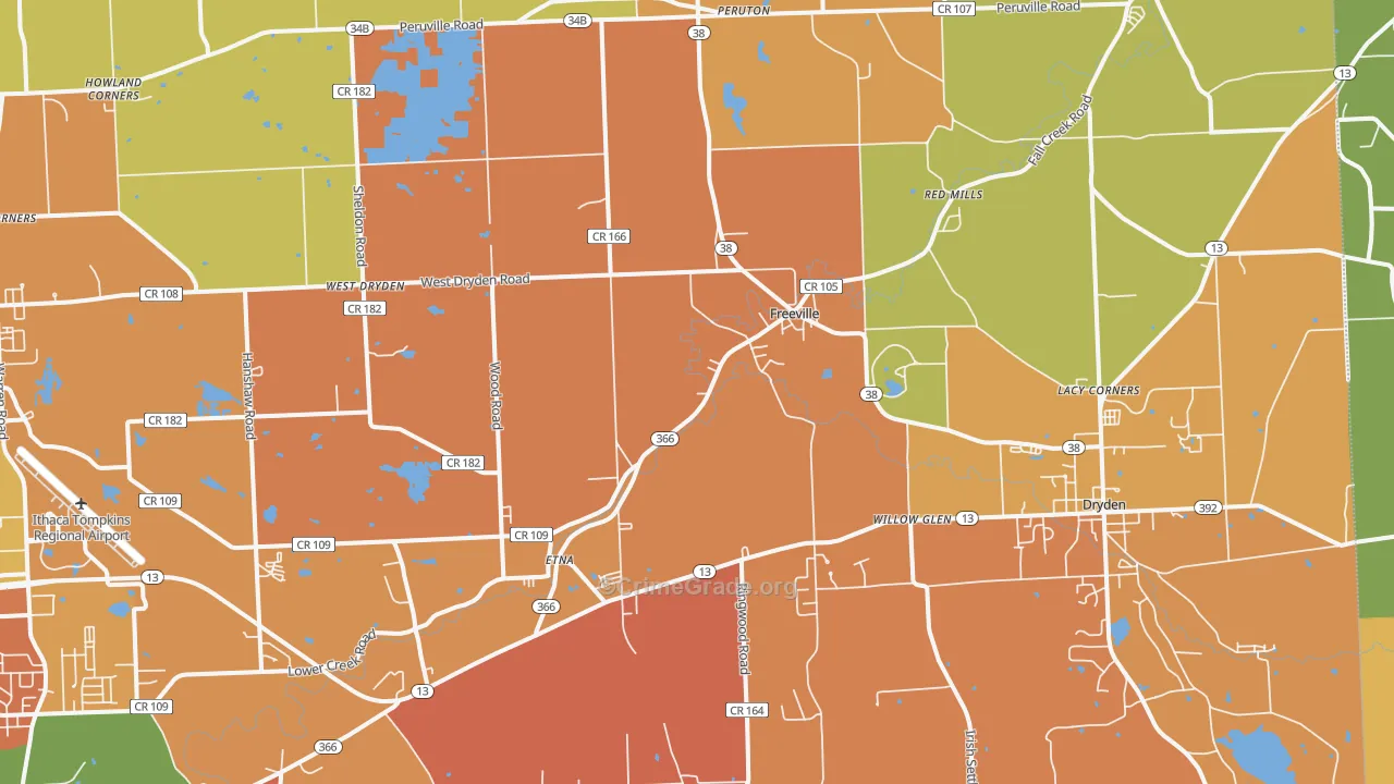 Freeville, NY Map of Burglary Rates