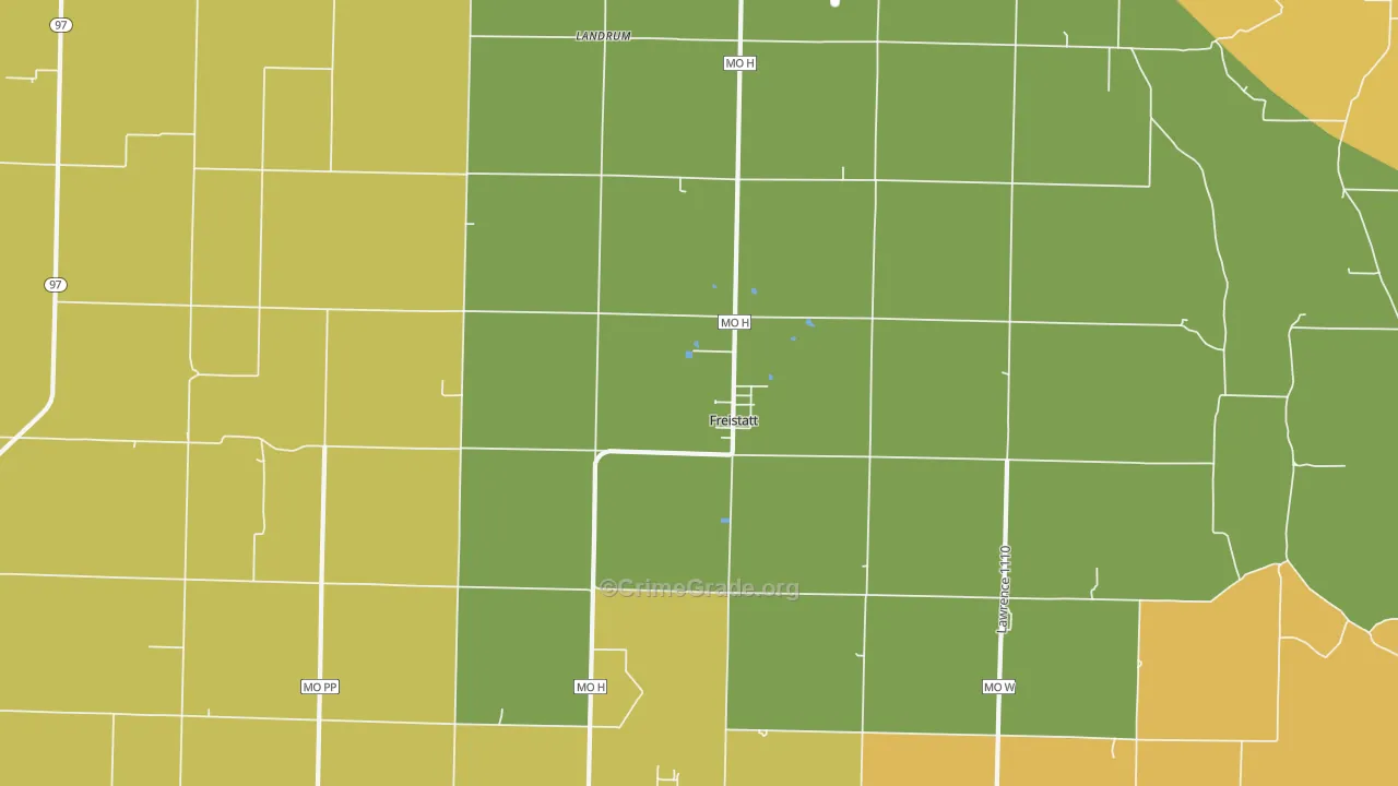 Freistatt, MO Map of Burglary Rates
