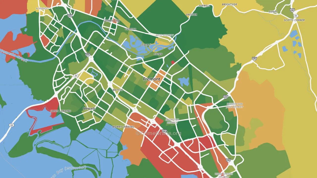Fremont, CA Map of Burglary Rates