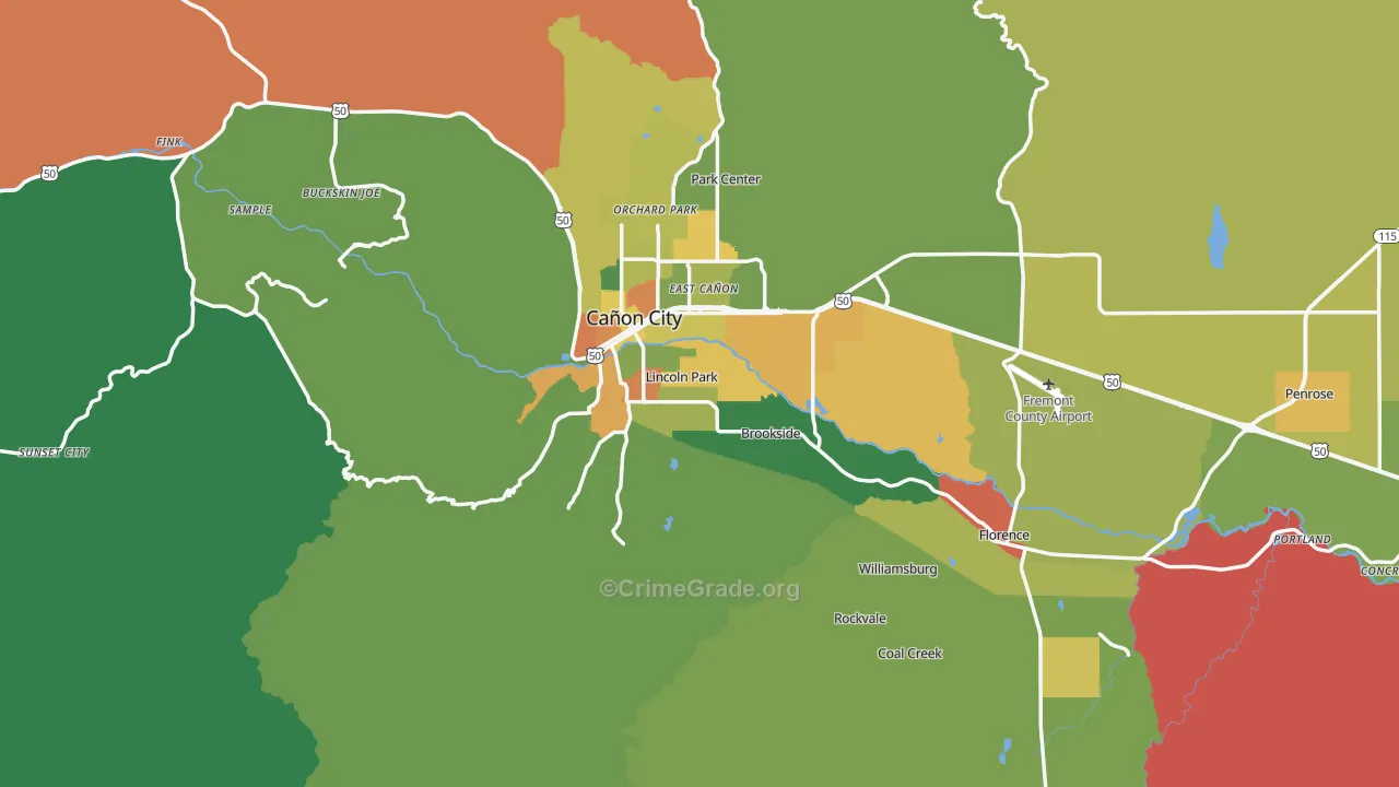 Fremont County, CO Map of Burglary Rates
