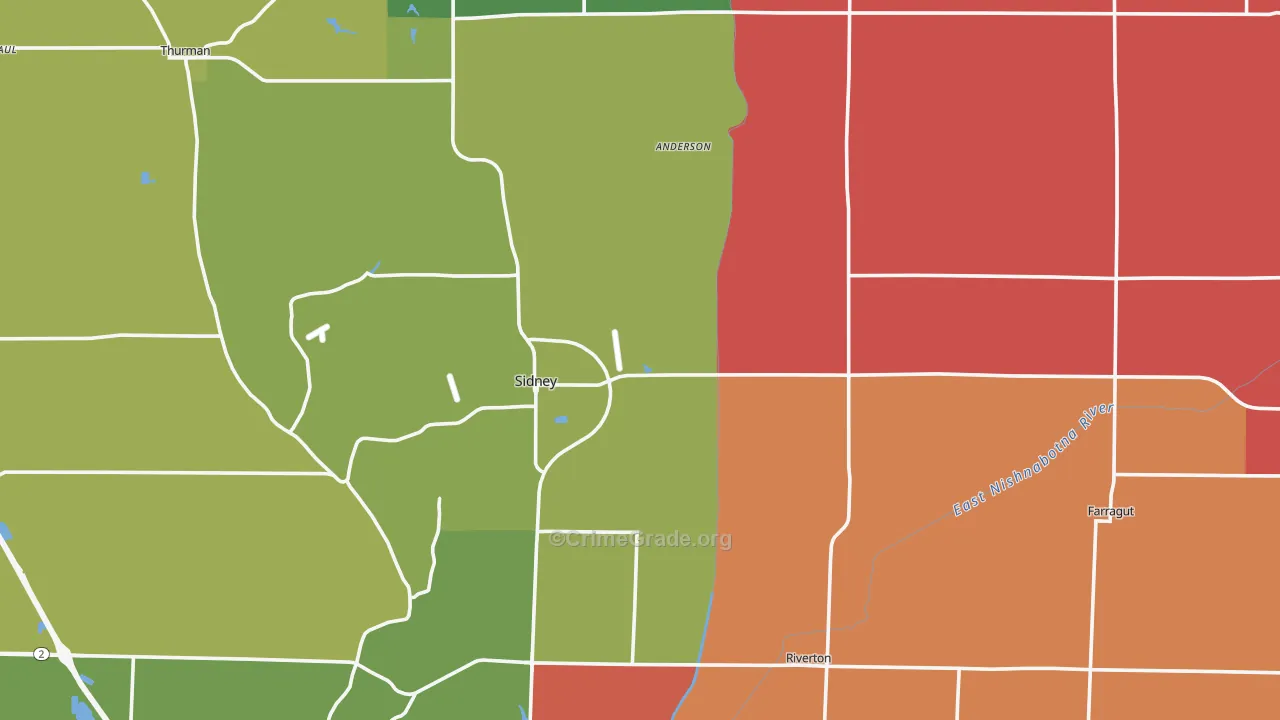 Fremont County, IA Map of Burglary Rates