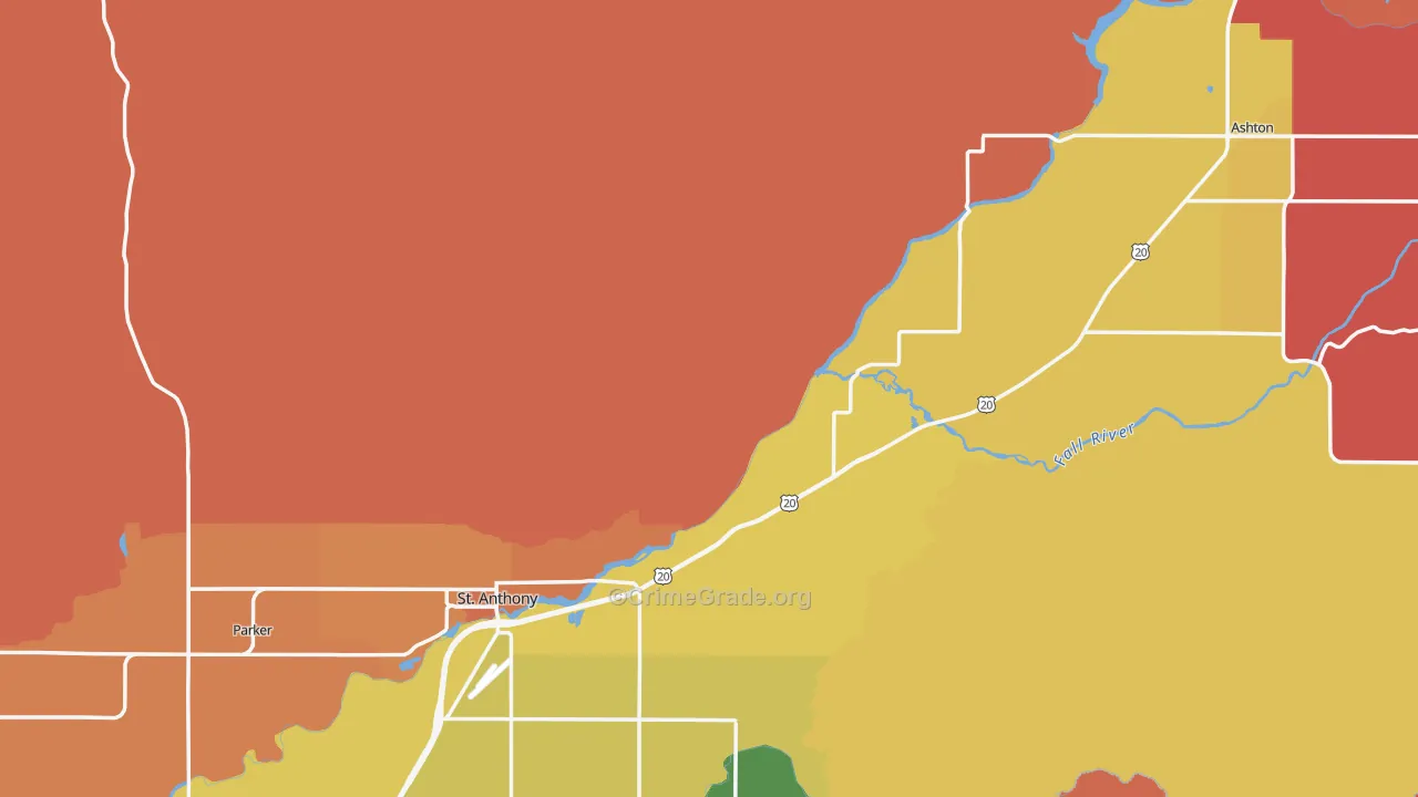 Fremont County, ID Map of Burglary Rates
