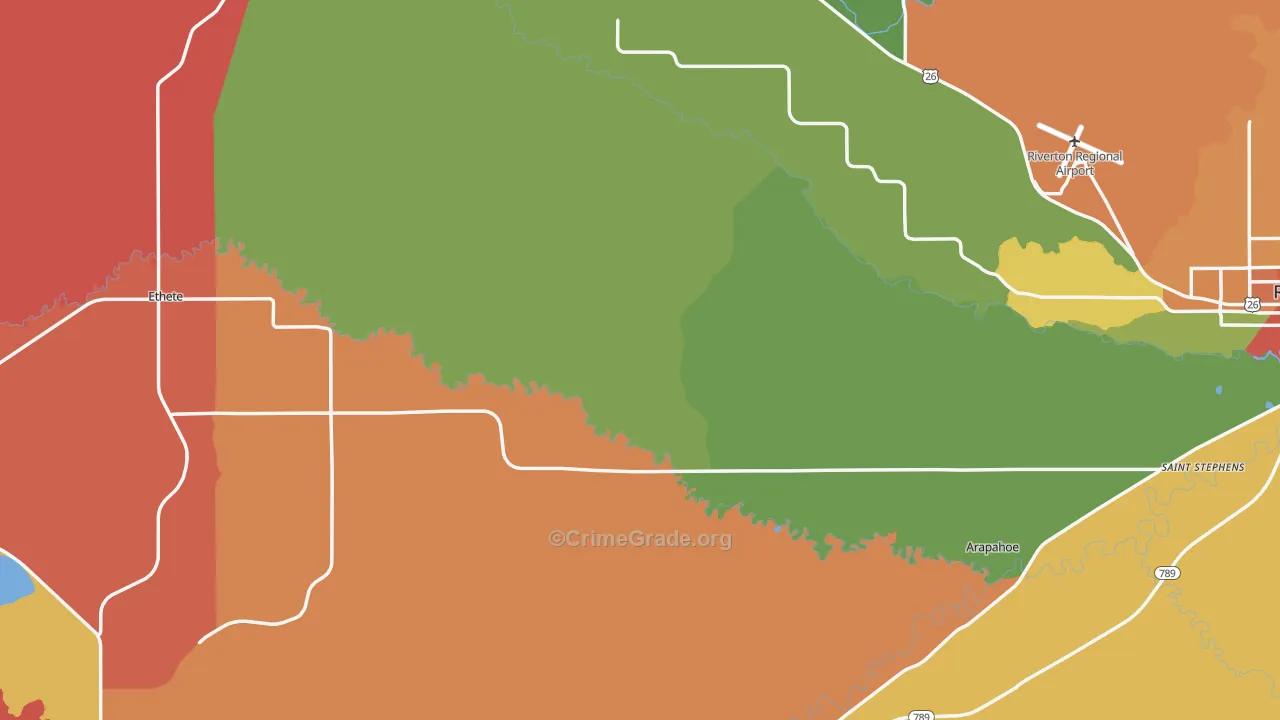 Fremont County, WY Map of Burglary Rates