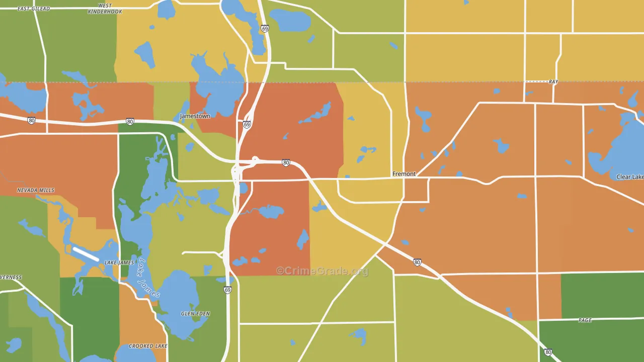 Fremont, IN Map of Burglary Rates