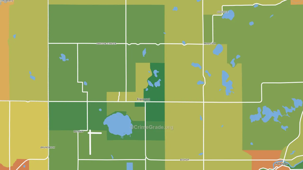 Fremont, MI Map of Burglary Rates