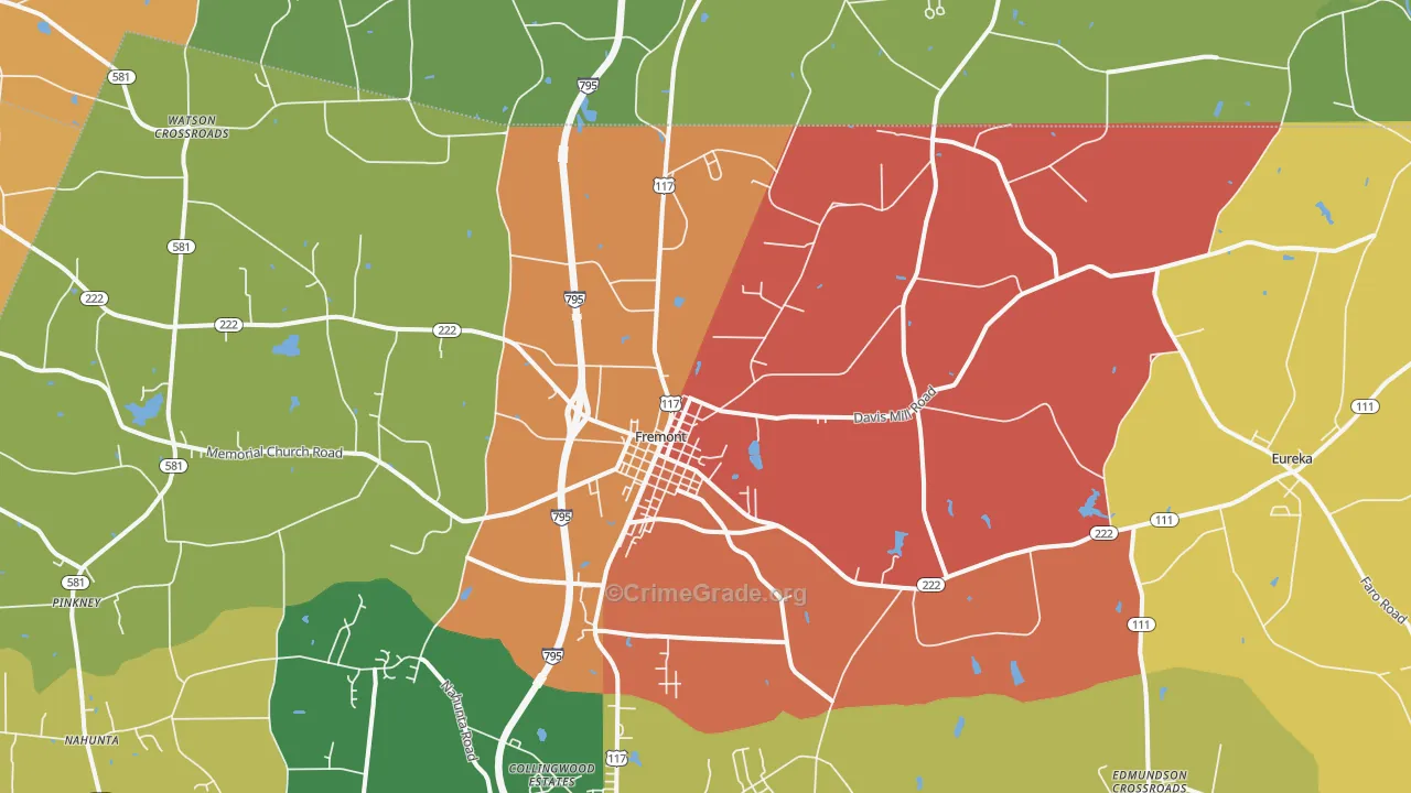 Fremont, NC Map of Burglary Rates