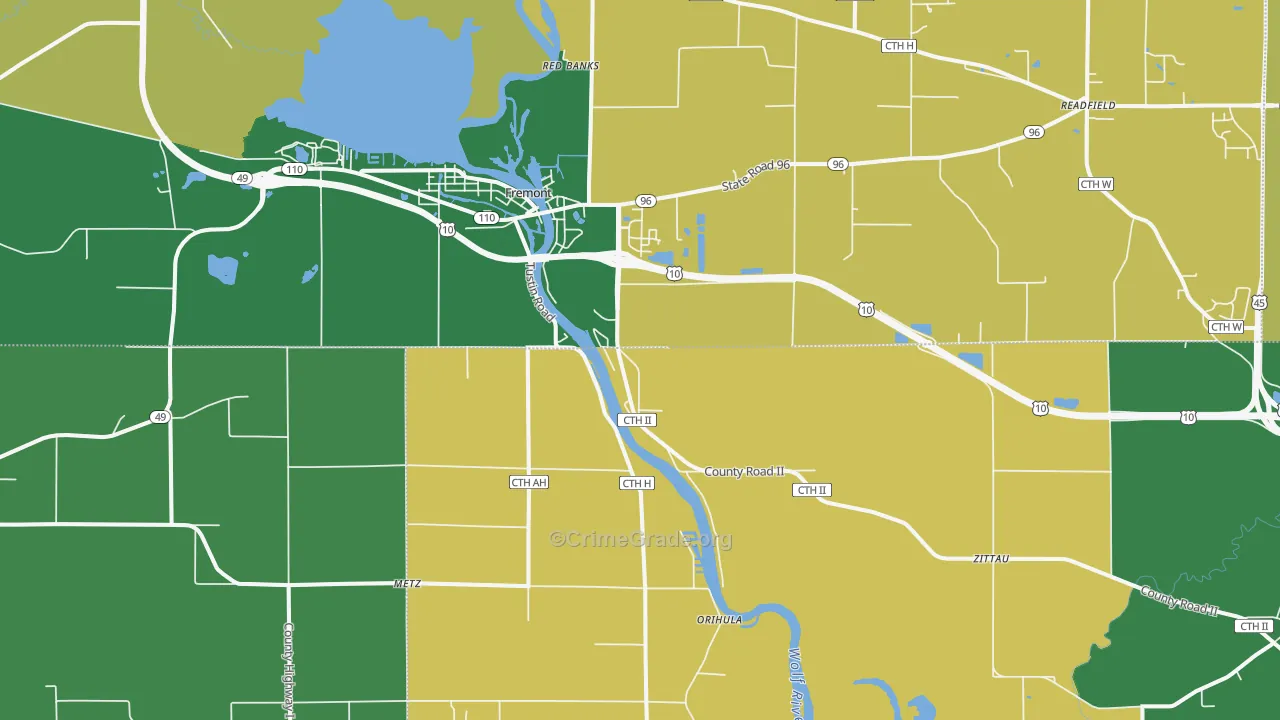 Fremont, WI Map of Burglary Rates