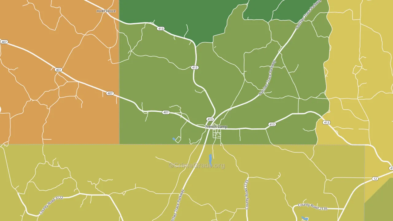 French Camp, MS Map of Burglary Rates
