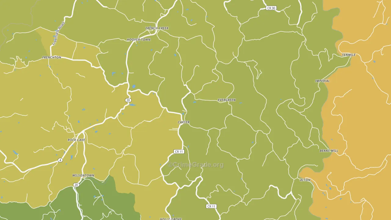 French Creek, WV Map of Burglary Rates