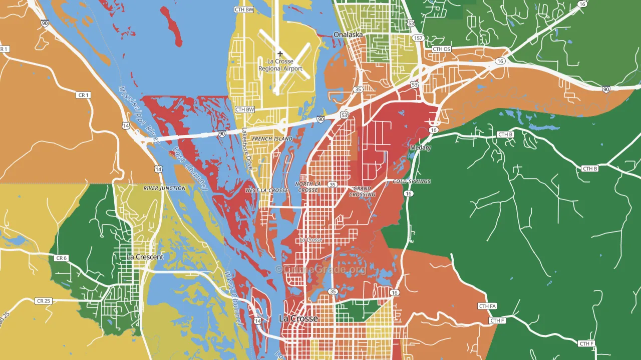 French Island, WI Map of Burglary Rates