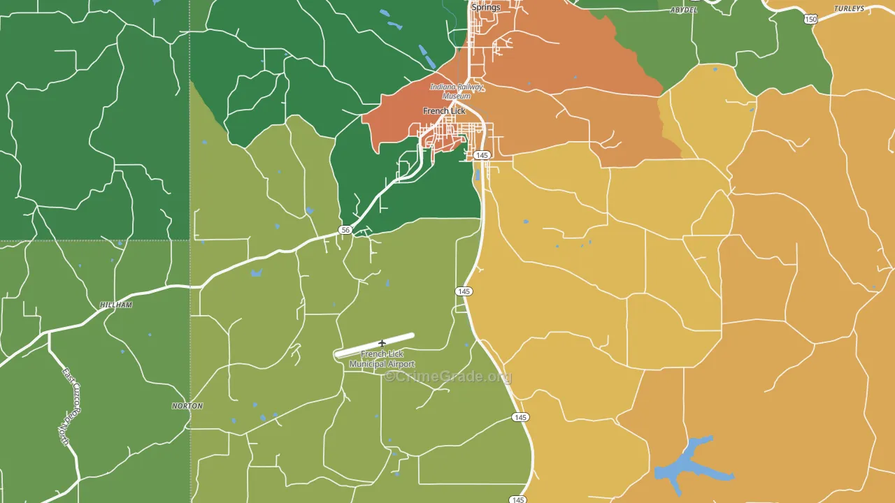 French Lick, IN Map of Burglary Rates